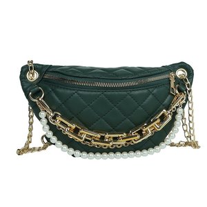 <span class=keywords><strong>Riñonera</strong></span> de piel sintética con encaje de perlas para mujer, Cangurera bordada, bolso de hombro - Product Image 1