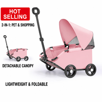 Poussette et chariot de courses 2 en 1 pour animaux de compagnie, pliable, chariot à roulettes pour chien et chat avec auvent amovible pour animaux de compagnie de petite et moyenne taille