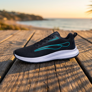 Baskets noires respirantes à lacets, amortissantes, antidérapantes, à bout rond, pour la marche et le sport décontracté - Product Image 2