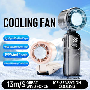 Handheld folding neck fan Portable semiconductor cooling Travel office outdoor cooler Turbo air cooler handheld - Product Image 1