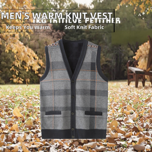 Nouveau Gilet Pull sans Manches en Polyester Tricoté à Col en V pour Homme, Motif Écossais, Logo Frontal, Chaud et Tendance pour l'Automne - Product Image 2