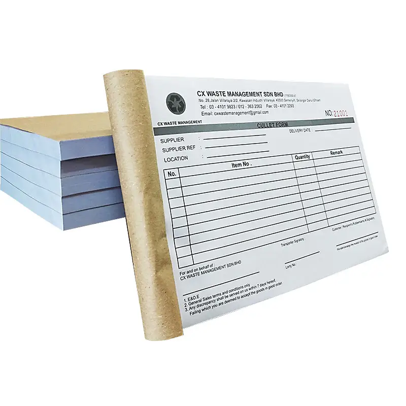 High Quality 3 Plys NCR Paper Form Carbonless Receipt Book Custom Invoice Book
