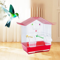 Cage à oiseaux de style maison avec accessoires, petite cage à perroquets pour perruches et agapornis, cage à oiseaux portable en fil métallique avec perchoirs et mangeoires