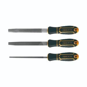 Ensemble de 3 limes en acier Toolmak 20 cm, limes professionnelles pour le travail des métaux - Product Image 1
