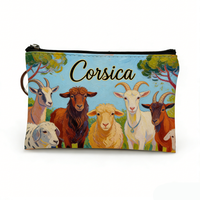 Pochette zippée personnalisée à faible MOQ, vente en gros, avec logo, souvenir touristique Corse France, pochette de sport en cuir pour femme