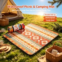 Tapis de pique-nique et de camping pliable, léger, imperméable et de haute qualité, grand format familial, avec sangle de transport, en tissu Oxford