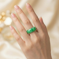 Bague en jade naturel de haute qualité, ronde, verte et bleue, plaquée zinc, bijoux d'anniversaire pour hommes et femmes