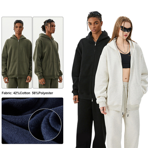 Personalizado 350 gramas pesado Oversized Drop Ombro Zipper Sweatpants dos homens Conjuntos Zip up Hoodie Conjuntos para Homens - Product Image 3