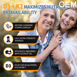 OEM <span class=keywords><strong>Vitamine</strong></span> D3 K2 300 gélules molles avec huile de noix de coco, complément 2-en-1 Vitamines D & K Complex pour la santé des os, des dents, des articulations et la défense immunitaire - Product Image 6