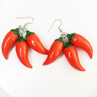 Pendientes de Resina Roja Personalizados 2024, Simulación 3D de Pimientos Pequeños, Fabricante {Pendientes para Mujer}