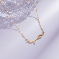 Collares de Joyería de Moda con Colgante de Acero Inoxidable Chapado en Oro con Nombre Árabe Islámico Personalizado Simple Inspirado en Circonita, Venta al por Mayor