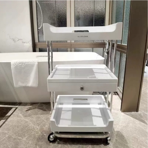Three Tier Beauty Salon Trolley Stainless Beauty Salon Home Makeup Tattoo Locker Salon Rolling Storage Trolley With Drawers - Product Image 6