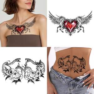 Tatouages temporaires pour adultes, bras, poitrine, épaule, roses, fleurs, autocollants de tatouage temporaires, petits tatouages noirs pour femmes, hommes, enfants - Product Image 2