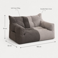 Sofá Puff de Lino Moderno de 2 Plazas con Diseño Patchwork, Acolchado Suave, Reclinable, Doble, con Bolsillos Laterales, Mueble para el Hogar, Sala de Estar, OEM, ODM