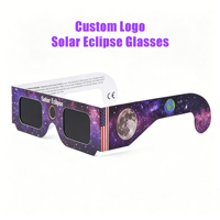 Lunettes d'éclipse solaire personnalisées avec logo, certifiées CE ISO, lunettes de protection solaire sûres, lentilles PET pliables pour cadeaux promotionnels