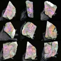 Vente en gros de plaques de labradorite naturelle bleue et violette, pierres brutes en tranche pour collection et décoration
