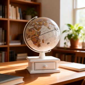Globo Terráqueo Vintage con Base <span class=keywords><strong>de</strong></span> Almacenamiento <span class=keywords><strong>de</strong></span> Metal y Papel, Globo Decorativo <span class=keywords><strong>de</strong></span> Escritorio <span class=keywords><strong>de</strong></span> Madera Blanca para <span class=keywords><strong>el</strong></span> Hogar, Oficina, Estudio, Regalo - Product Image 6