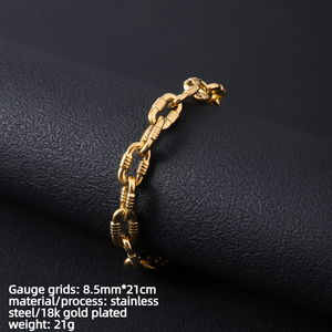 <b>Men</b> Stainless Steel Bracelet Chains Multi Style | 18K PVD Gold Waterproof Non Tarnish <b>Mens</b> Chain Bracelets Bulk Wholesale - Product Image 3