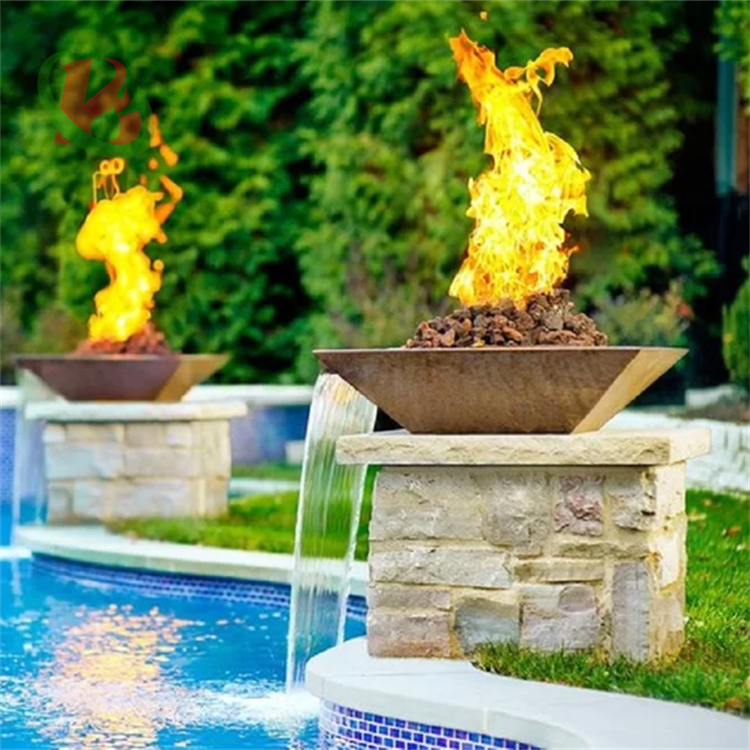 Pool Fire Bowl Waterfall Fire Pit