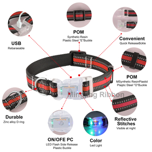 Collier <span class=keywords><strong>LED</strong></span> pour chien rechargeable par USB, réfléchissant, en nylon, avec boucle à dégagement rapide, réglable pour la sécurité des chiens la nuit - Product Image 2