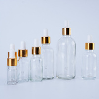 5ml 10ml 15ml 20ml 30ml 50ml 100ml Tropf flasche Ätherisches Öl Glas-Tropf flasche mit goldener Ring kappe und weißem Gummi