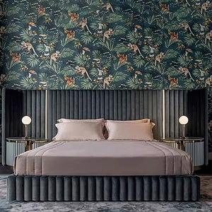 KMJ Set di Mobili per Camera da <span class=keywords><strong>Letto</strong></span> con <span class=keywords><strong>Testiera</strong></span> Imbottita Illuminata di Lusso Moderno Italiano Personalizzato, <span class=keywords><strong>Letto</strong></span> <span class=keywords><strong>Matrimoniale</strong></span> in Pelle - Product Image 2
