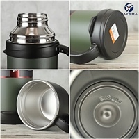 Bouteille isotherme sous vide en acier inoxydable 304 de 1,2 L avec poignées et couvercle-gobelet, pour le camping, la pêche, les voyages en voiture