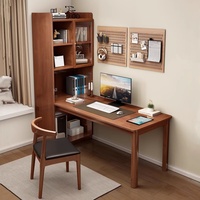 Bureau d'angle en bois massif avec bibliothèque intégrée, bureau d'étude moderne et minimaliste pour chambre à coucher, bureau d'ordinateur à domicile FJX9000