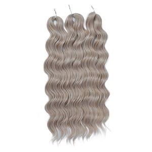 24 pulgadas Deep Wavy Passion Twist Crochet Hair Trenzas de ganchillo sintéticas Extensiones de <span class=keywords><strong>cabello</strong></span> trenzado de <span class=keywords><strong>cabello</strong></span> rizado 3 hebras/paquete - Product Image 3