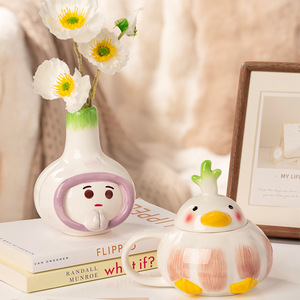 Taza de cerámica pintada a mano con dibujos animados bonitos, taza creativa, taza de <span class=keywords><strong>Patito</strong></span> con tapa, tazas de desayuno de cerámica para el hogar - Product Image 2