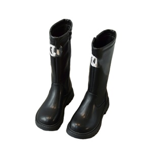 In Stock <b>Spring</b> Autumn Winter Girl's Single High <b>Boots</b> Shoes Kids Children's Princess Leather Black <b>Boots</b> - Product Image 1