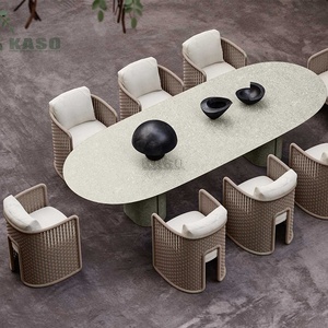 Comedor de aluminio Patio moderno Hotel Seccional de madera de teca <span class=keywords><strong>Bistro</strong></span> restaurante silla conjunto de ratán cuerda al aire libre Muebles de Jardín conjunto - Product Image 1