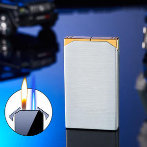 AIRO 2023 briquet créatif à Double feu gonflable droit en métal affleurant coupe-vent à flamme ouverte briquet de Conversion de feu ouvert - Product Image 5