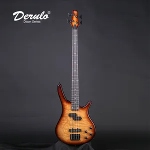 Derulo Elektrische Basgitaar Oem 4 Snaren Oem Hoge Kwaliteit Custom Bass Maple Top Canadese Maple Hals Factory Prijs