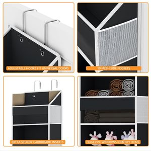ที่เก็บของแขวนประตู 33x15x85 ซม. 5 ช่องใหญ่ 10 ช่องตาข่าย แข็งแรงทนทาน สำหรับแขวนหลังประตูและผนัง - Product Image 4