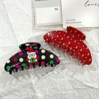 Nouvelle Pince à Cheveux Grande en Plastique Faite à la Main pour Noël, Motif Plaid et Pois, Ours, Bonhomme de Neige, Nœud, pour Chignons et Coiffures Arrière de la Tête pour Femmes