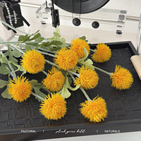 Boule de pissenlit artificielle en caoutchouc souple, fleur verte et jaune à tige unique, pour mariage, Noël, Pâques, bricolage floral - Vente en gros