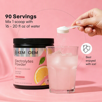 Poudre d'électrolytes en vrac OEM avec saveur citron. Emballage personnalisé en bouteille pour mélange de boissons sans sucre.