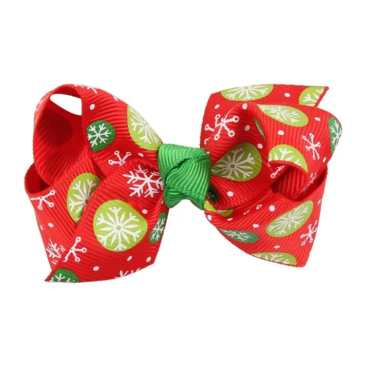3 Inch Cute Red Green Christmas Hair Bows Accessories with Clips for Toddlers Girls with Xmas Tree Santa Claus Snowman