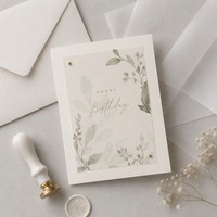Carte de vœux personnalisée minimaliste en papier cartonné 300 g/m² 5x7 pouces, découpe laser 3D, enveloppe en pâte recyclée, estampage à chaud, vente en gros