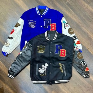 Veste universitaire en laine décontractée à manches longues pour hommes, vêtements de baseball et de sport, broderie imprimée, blocs de couleurs pour l'hiver, design Hip Hop - Product Image 4