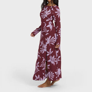 Robe longue à fleurs élégante sans dos et à taille nouée, conçue sur mesure par le fabricant, en fibre de viscose, robe décontractée. - Product Image 2