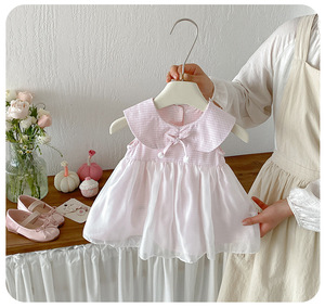 Vestito Estivo 2026 in Cotone a Rete Stile Coreano Dolce e Carino per Neonate, Tutina Principessa a Maniche Corte, Abbigliamento per Bambine - Product Image 1