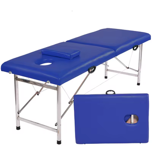 Barato de alta calidad de altura ajustable SPA salón de belleza cama de tatuaje cama de masaje facial 2 secciones mesa de masaje plegable portátil - Product Image 3
