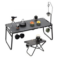 Mesa de Camping Plegable Moderna de Metal, Portátil, Compacta, Baja, para Exteriores, con Altura Ajustable, para Almacén, Camping y Cocina