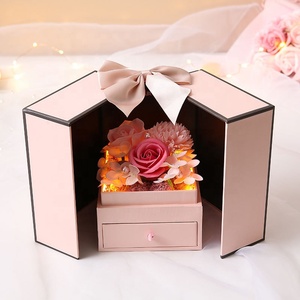 A-1206 Double Door <strong>Valentine</strong> Day Gift <strong>Box</strong> with Preserved Rose Flower Jewelry <strong>Box</strong> Rose Flower Decorated for Sale - Product Image 2