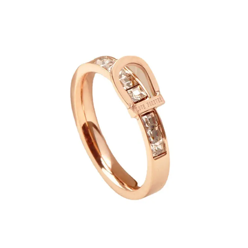 316 из нержавеющей стали позолоченные кубические циркониевые кольца с пряжкой дизайн обручальные кольца для женщин обручальные парные кольца оптом