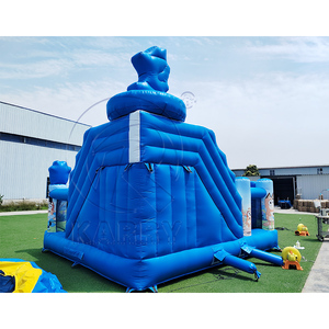 Château gonflable bleu pour enfants, aire de jeux gonflable extérieure commerciale avec toboggan - Product Image 3
