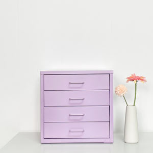 Living Room Cabinets 4-<strong>Drawer</strong> Purple Steel Storage <strong>Drawer</strong> Cabinet for Home Study Bedroom Apartment - Product Image 1