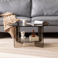 Table basse moderne italienne en acrylique transparent, style luxe minimaliste, couleur crème, pour salon, petit appartement, avec rangement